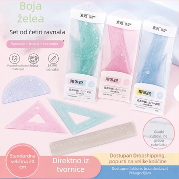 Četverostruki set ravnala od 20 cm u boji žele za učenike