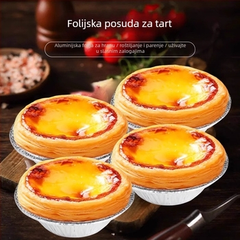 Jednokratne kalupe za tart od aluminijske folije, kružne, 100 komada, za pećnicu