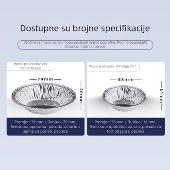 Jednokratne kalupe za tart od aluminijske folije, kružne, 100 komada, za pećnicu