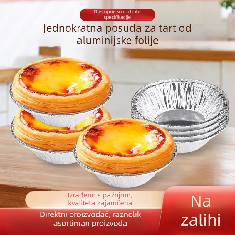 Jednokratne kalupe za tart od aluminijske folije, kružne, 100 komada, za pećnicu