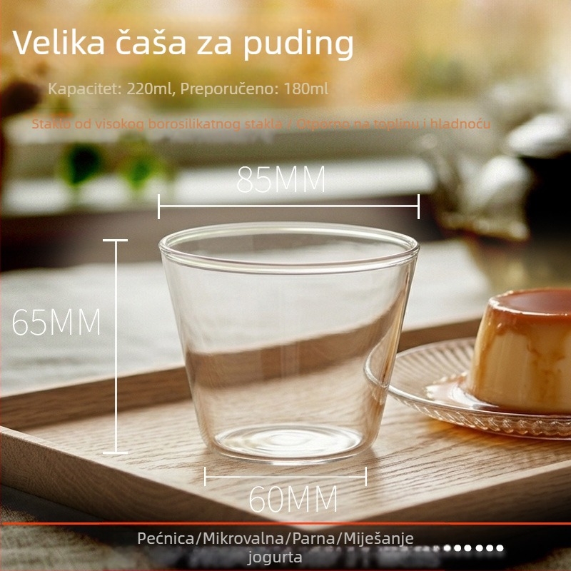 Puding šalica od borosilikatnog stakla u japanskom stilu, otporna na visoke temperature, pogodna za pećnicu, kalup za karamel puding.