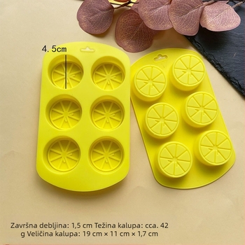Set od 6 kružnih silikonskih kalupa s motivom limuna za DIY pečenje – kolači, mousse i puding