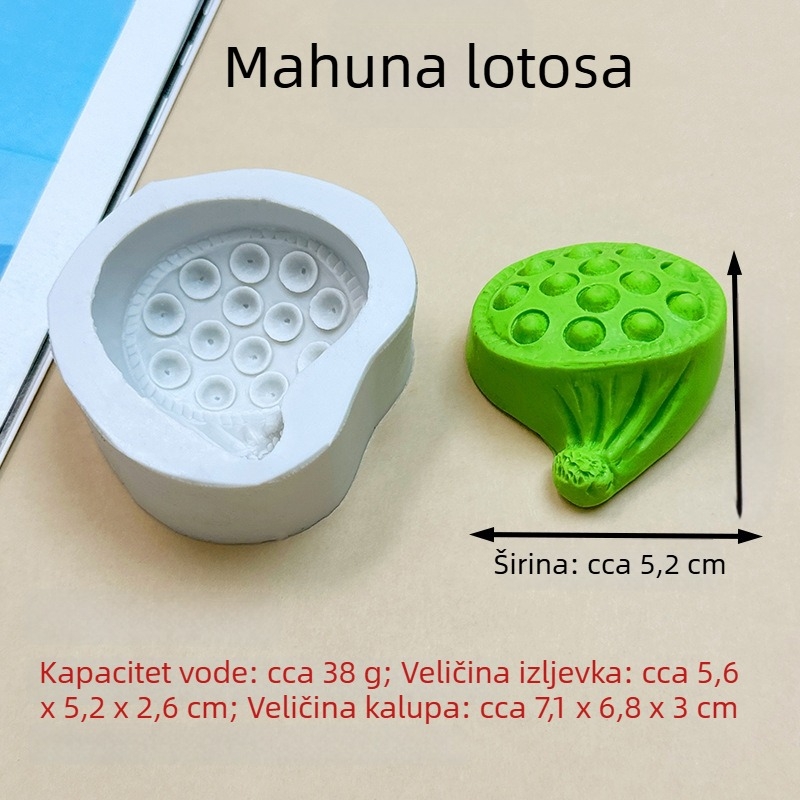 Set silikonskih kalupa s lotosovim cvijetom, iz serije Lotus, za sapune, fondant, torte, čokoladu i gips
