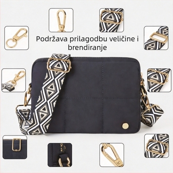 Prosperity Crossbody torba u zapadnom stilu, srednje veličine, lagana luksuzna tkanina, više pretinaca, zatvarač, džep za telefon i kameru, unutarnji džep, proljeće 2026