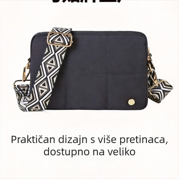 Prosperity Crossbody torba u zapadnom stilu, srednje veličine, lagana luksuzna tkanina, više pretinaca, zatvarač, džep za telefon i kameru, unutarnji džep, proljeće 2026