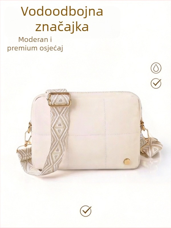 Prosperity Crossbody torba u zapadnom stilu, srednje veličine, lagana luksuzna tkanina, više pretinaca, zatvarač, džep za telefon i kameru, unutarnji džep, proljeće 2026