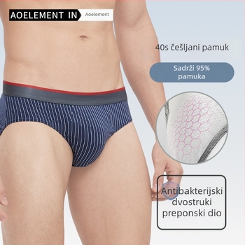 Muške pamukne bokserice s antibakterijskom zaštitom, prugasti uzorak, srednji porast struka, lagano sportsko donje rublje za ljeto