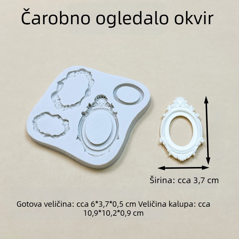 Silicone kalup za kolače – fondan i čokolada, oblik čarobnog zrcalnog okvira, DIY alat za kapanje smole