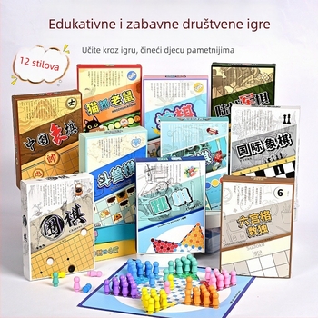 Prenosni set za društvene igre za djecu — Flying Checkers, Beast Chess, Kineski šah, Snake Chess, Vojna zastava i Go