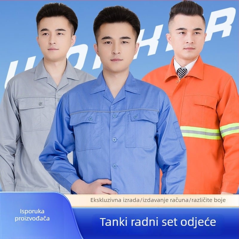 Muški ljetni lagani set radne odjeće s dugim rukavima za gradilište, tvornicu i radionicu – izdržljivo zaštitno odijelo