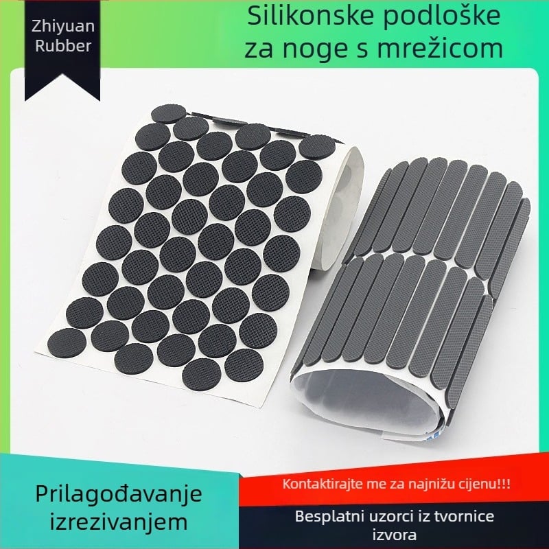 Samolepljive silikon podloške za stopala, crne kružne silikon podloge, četvrtaste mrežaste silikon ploče za apsorpciju udara