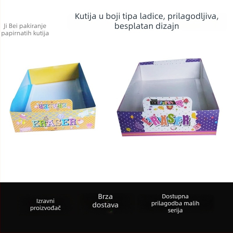 Kutija s poklopcem u stilu pladnja, od šarene valovite kartonske, za uredski pribor i hardver, poklon paket, dimenzije 27×14×8 cm