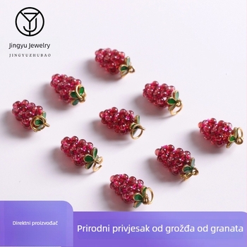 Granat u obliku grozda s kristalom, ručno pletene naušnice i privjesak za ogrlicu, DIY nakit