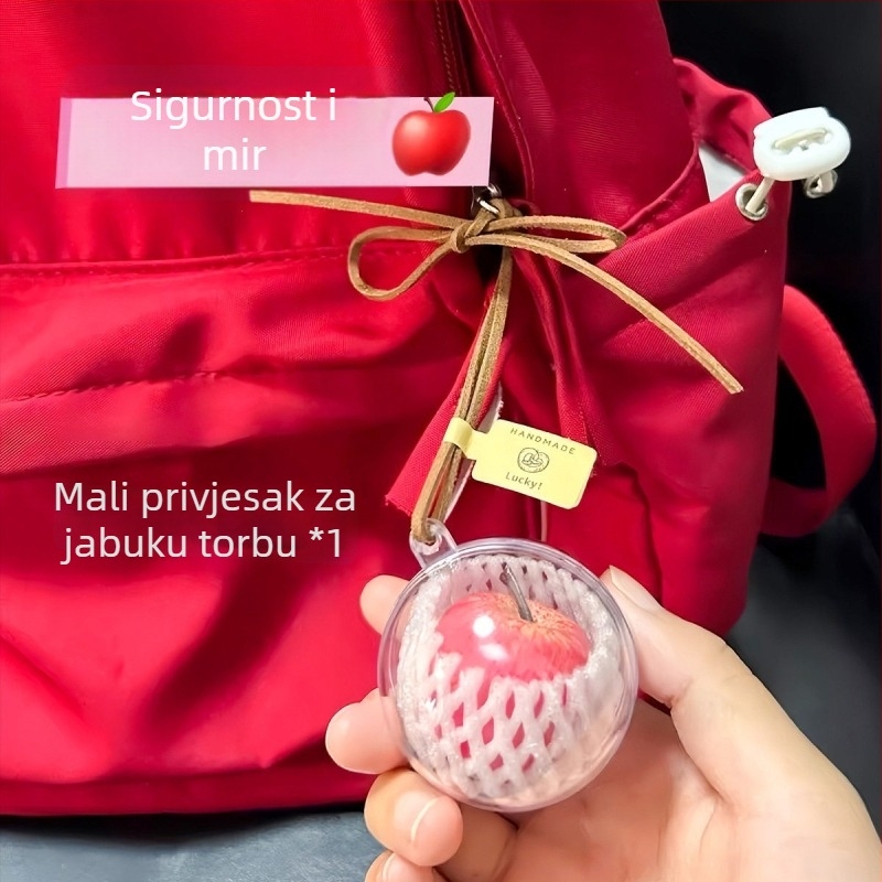 Crvena jabuka privjesak za ključeve i torbu, automobil ukras – Božićni poklon