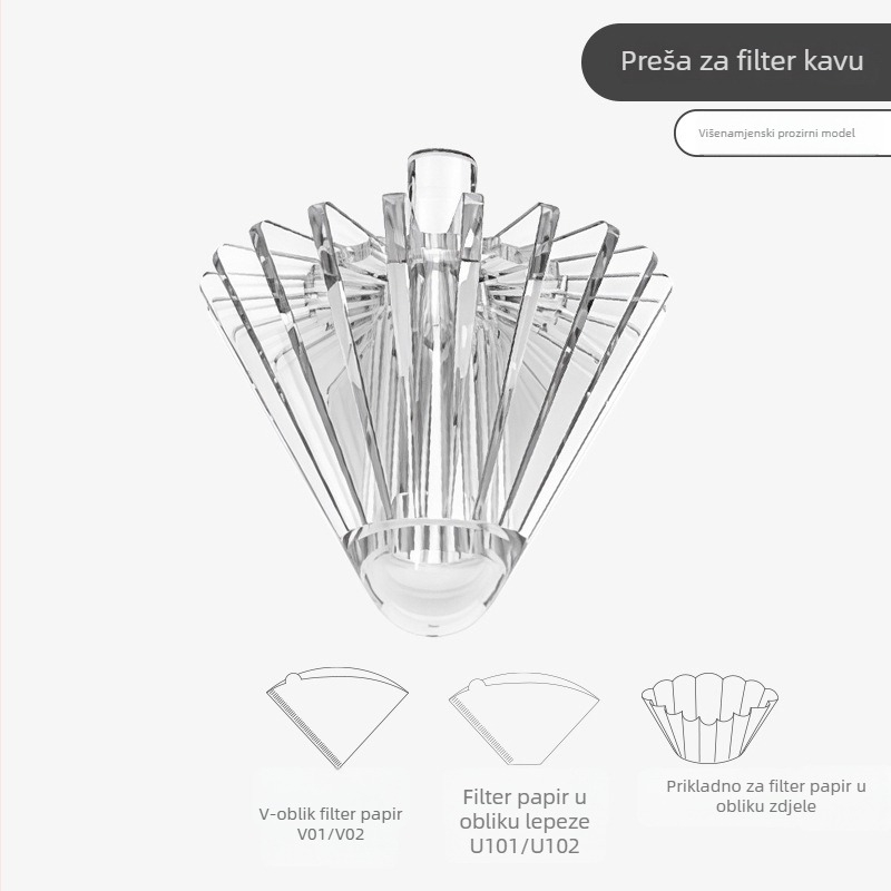 Presa za papir za filter kave pour-over V60 – oblik U i V, oblik šalice, universalna