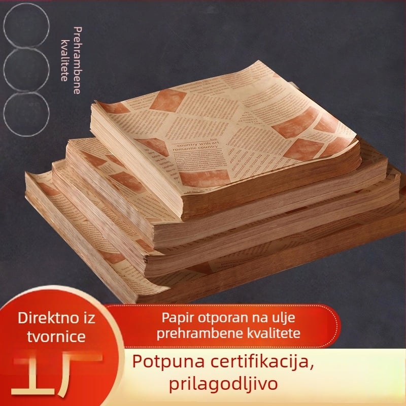 Papir za upijanje masnoće za hranu, papir za pečenje, jednokratni, upijajući papir za prženu piletinu, pomfrit i roštilj