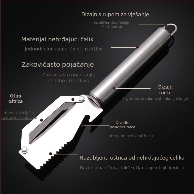 Višefunkcionalni oguljivač od nehrđajućeg čelika za brzo oguljavanje voća i povrća, jednostavan za korištenje, izdržljiv kuhinjski alat