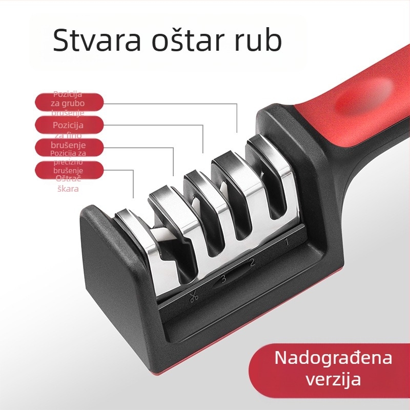 Kućni brzi oštrač noževa, kuhinjski volfram čeli četverostupan kamen za oštrenje, ručni višestruki alat za oštrenje