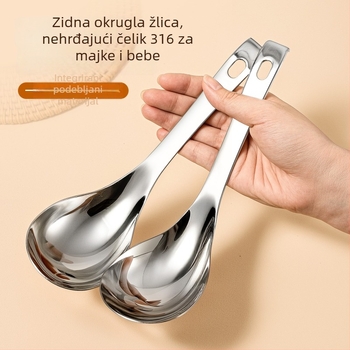 Žlica za juhu s dugom drškom, okrugla, nehrđajući čelik, korejskog stila, velika žlica za kašu i juhu, kuhinjska