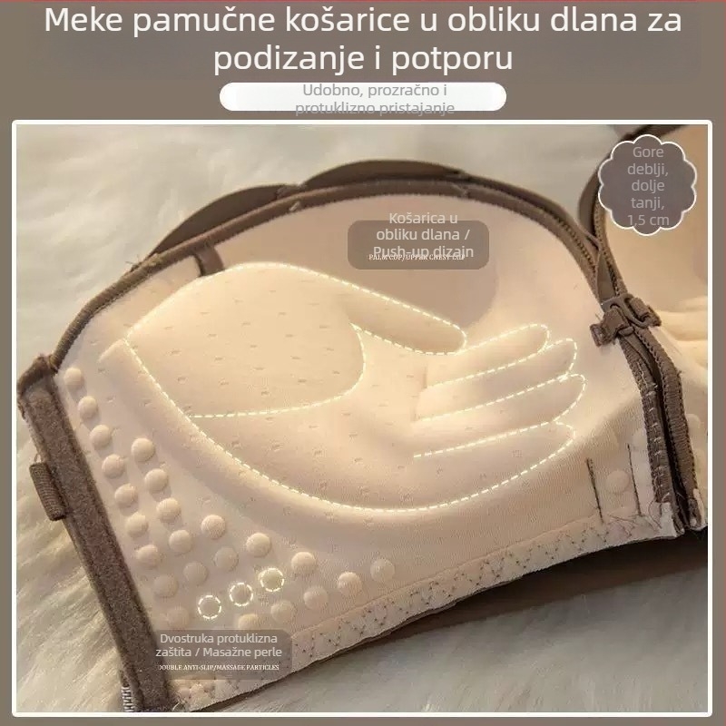 Bez naramenica grudnjak s prednjim zatvaranjem i križnim leđima, za male grudi, push-up, bez šavova, kontura leđa