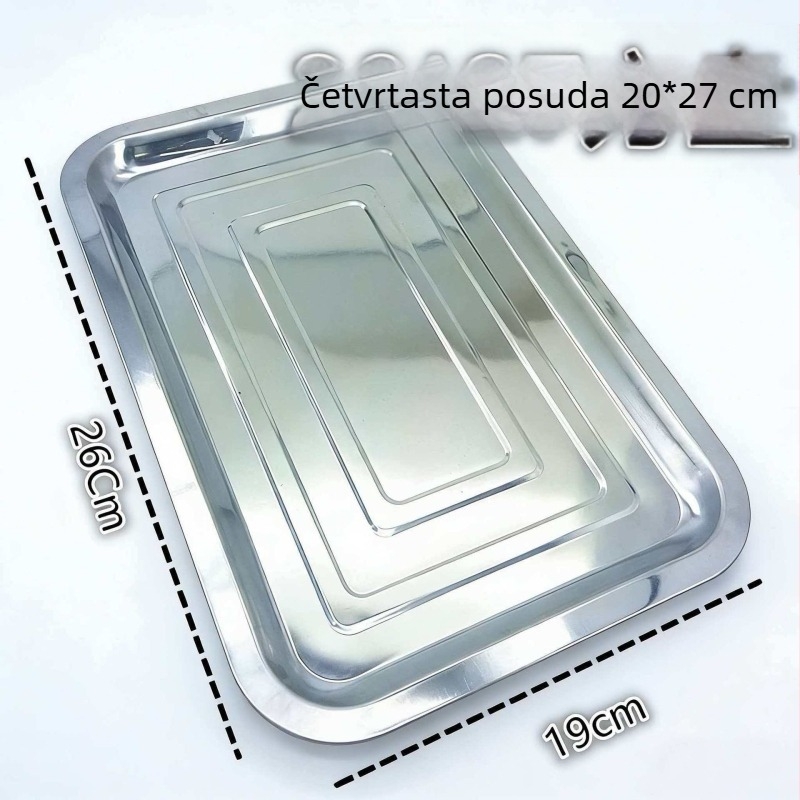 Velika kvadratna posuda od nehrđajućeg čelika za roštilj i posluživanje, promjer 18–18,9 cm