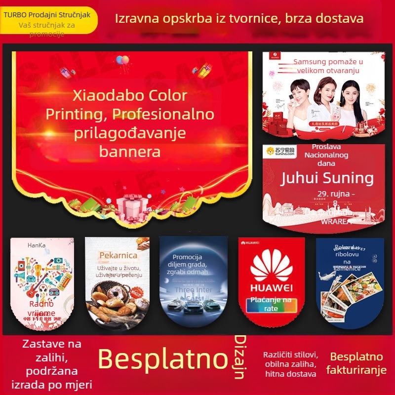 Prilagođene trokutaste zastavice za obljetnice, vanjske vodootporne poliester zastavice za otvorenja i svečane dekoracije