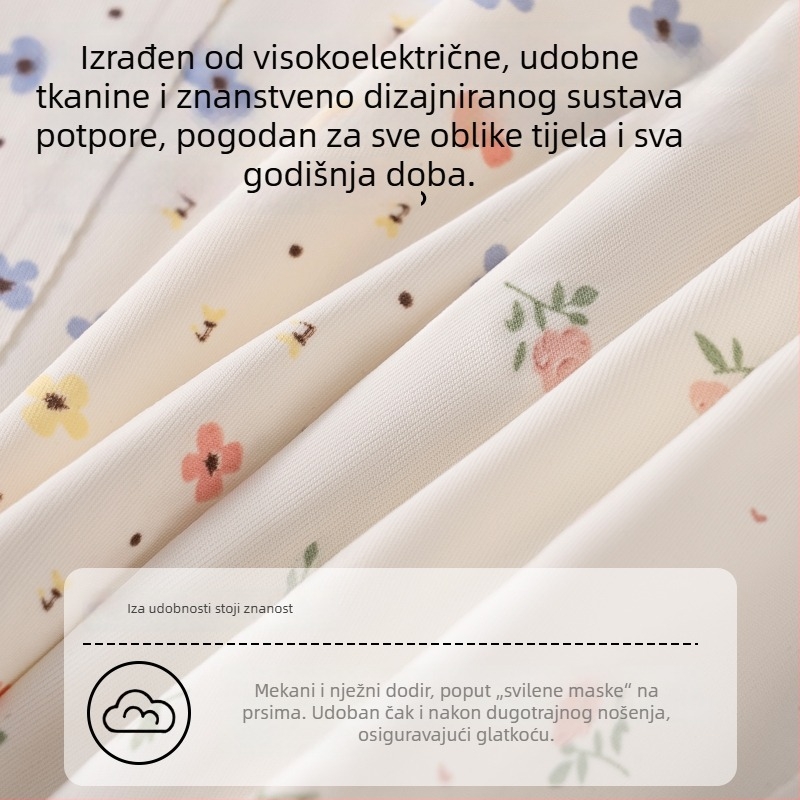 Bezšiven grudnjak s floralnim uzorkom, mekana podrška, puna košarica, prozračne pamučne čašice
