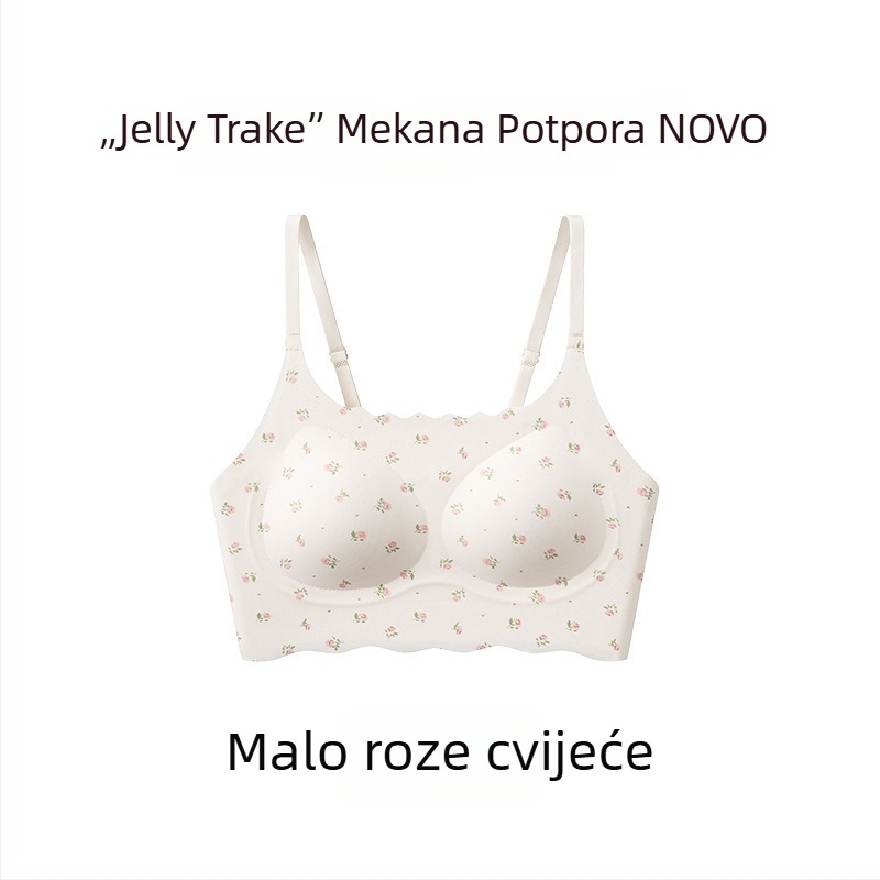 Bezšiven grudnjak s floralnim uzorkom, mekana podrška, puna košarica, prozračne pamučne čašice