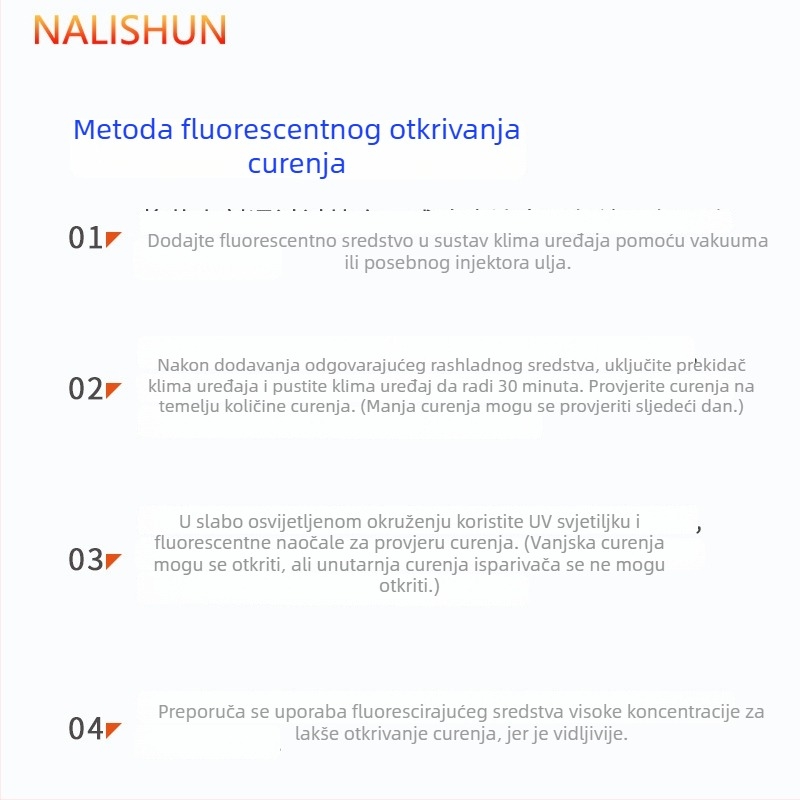 Set za detekciju curenja klime automobila s fluorescencijskim ljubičastim sredstvom, 4-dijelni set
