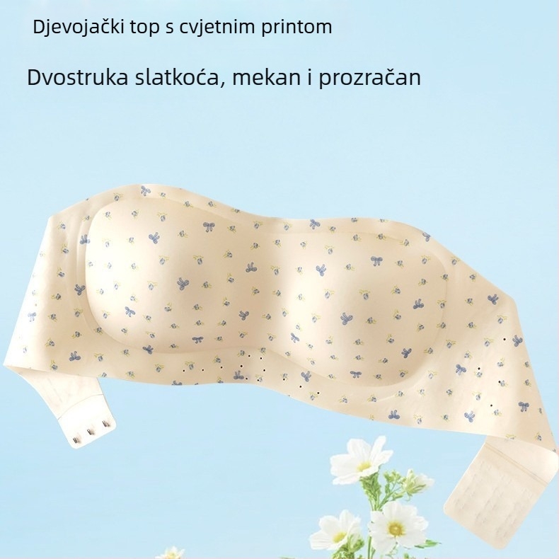 Tube top bez naramenica za male grudi, osvježavajući, otporno na klizanje, bešavne košarice, prozračni s cvjetnim uzorkom