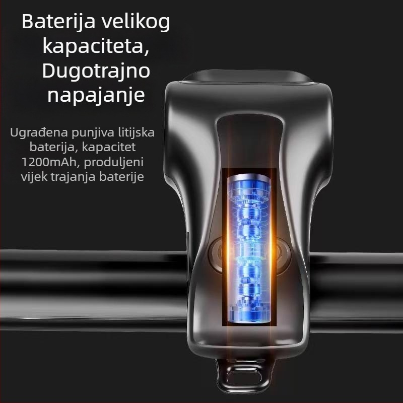 Dvostruko svjetlo za bicikl s klaxonem i USB-C punjenjem za planinske i cestovne bicikle