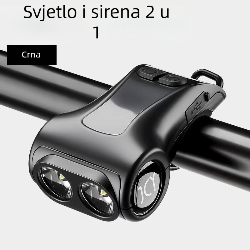 Dvostruko svjetlo za bicikl s klaxonem i USB-C punjenjem za planinske i cestovne bicikle