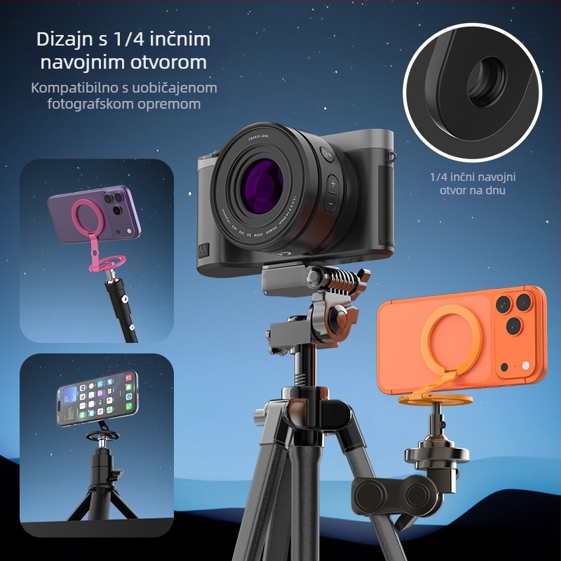 Dvojni magnetski držač za telefon s MagSafe, metalni sklopivi stolni držač za fotografsku opremu s 1/4 inčnim navojem