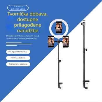 Stativ za stolni mobitel s LED prstenom svjetla za live emitiranje, selfie i vlog snimanje, teleskopna šipka