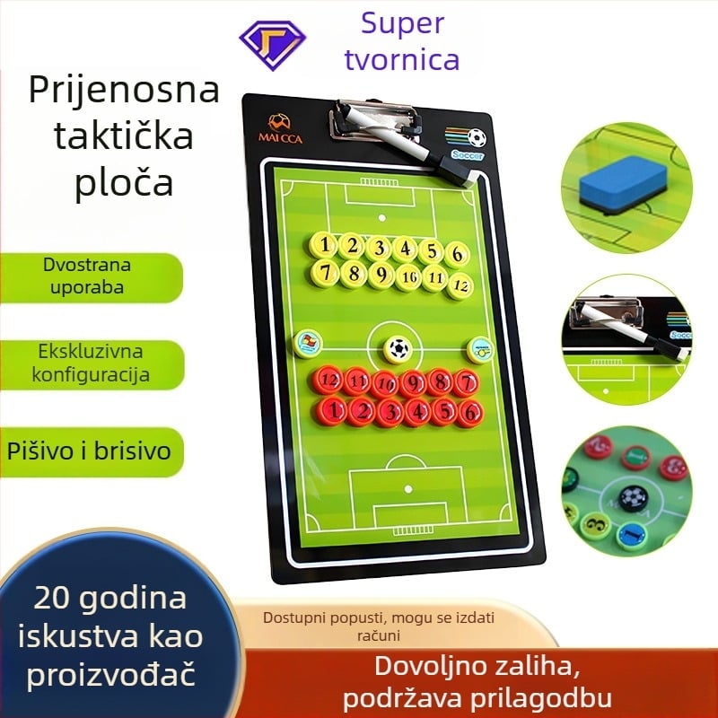 Nogometna taktička ploča s magnetskim figuricama, brisljiva ploča za trenera