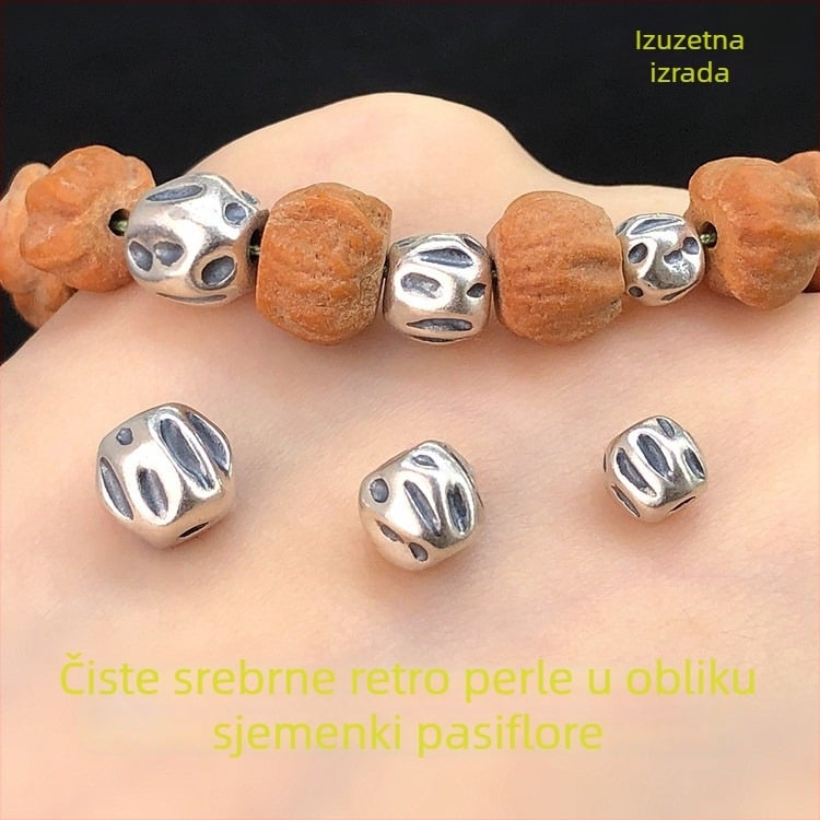S925 sterling srebro, vintage sjemenka perle, distancijske perle, okrugle perle, pleteni narukvica i ogrlica DIY dodaci