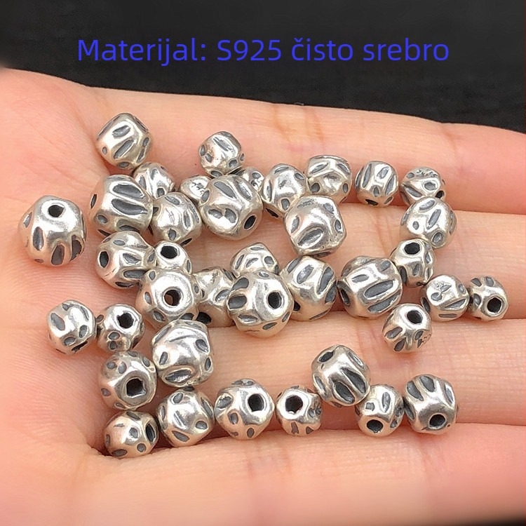 S925 sterling srebro, vintage sjemenka perle, distancijske perle, okrugle perle, pleteni narukvica i ogrlica DIY dodaci