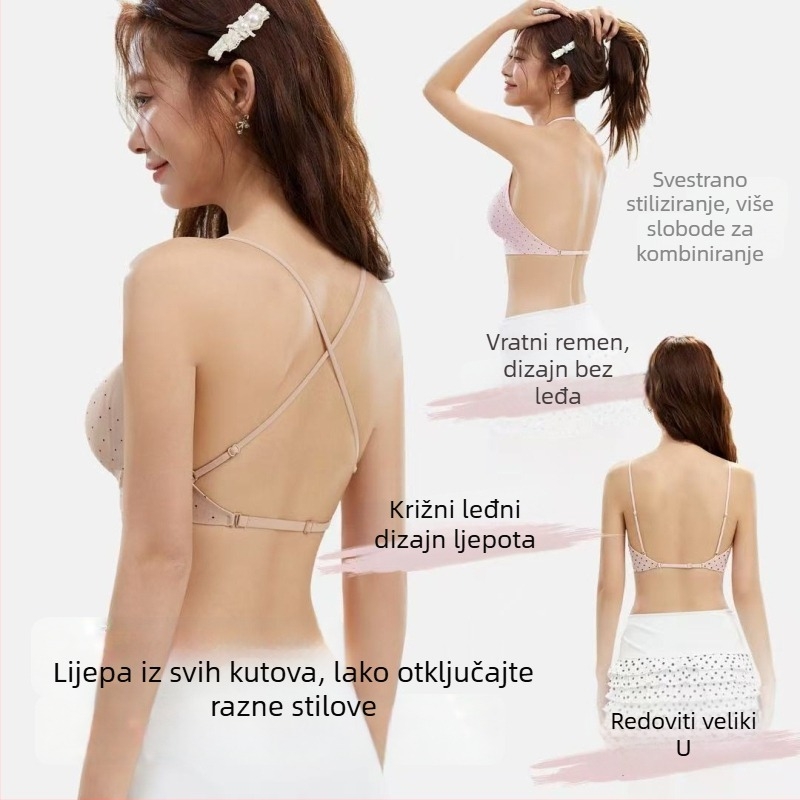 Halterneck grudnjak s otvorenim leđima, lagan ljetni model, tanke naramenice, bez šavova, za mali bust, leđa u obliku slova U