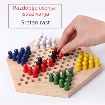 Nova drvena edukativna igra za dva igrača na hexagonalnoj ploči, s damom, za djecu