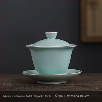 Celadon Ru kiln sancai poklopac zdjela za čaj i šalice, visoka kvaliteta Ru porcelana Gongfu set čaja