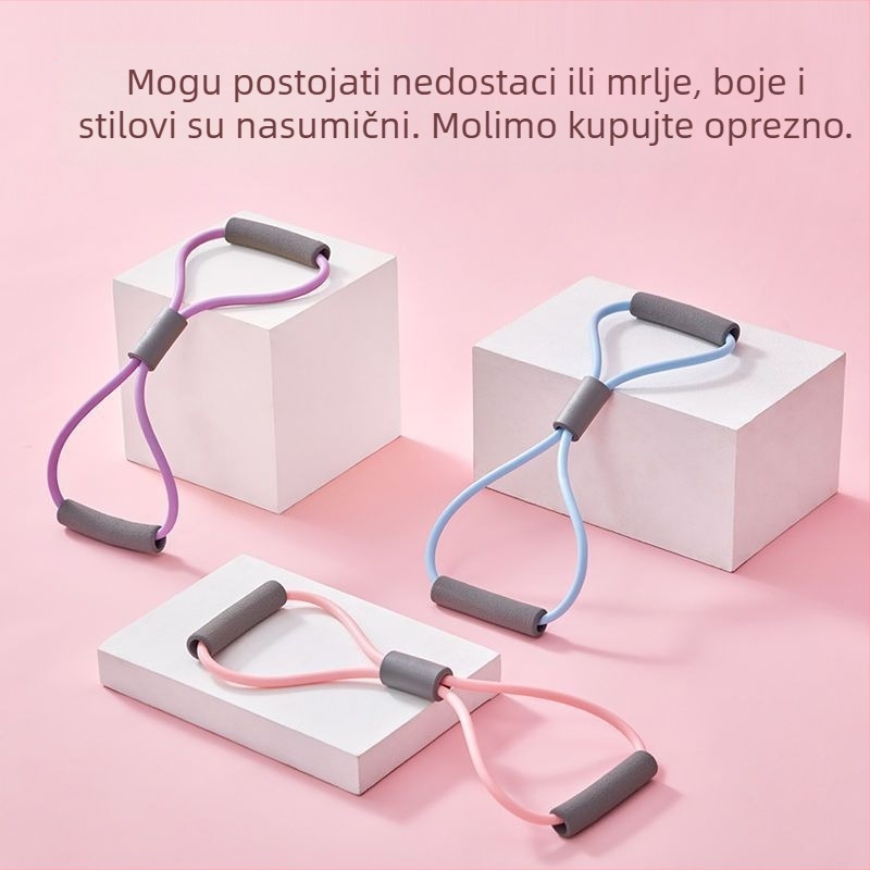 Trener otpora u obliku osam za kućne treninge s elastičnom trakom za ramena i mršavljenje.