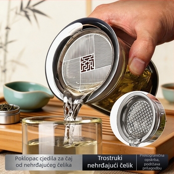 Sito za čaj s poklopcem, mrežni filter od 304 nehrđajućeg čelika, infuzer za čaj
