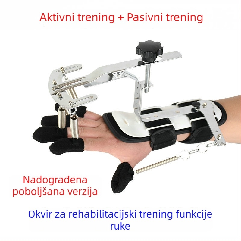 Uređaj za rehabilitaciju za vještinu prstiju i snagu hvatanja, s opružnim okvirom i pločom za prste
