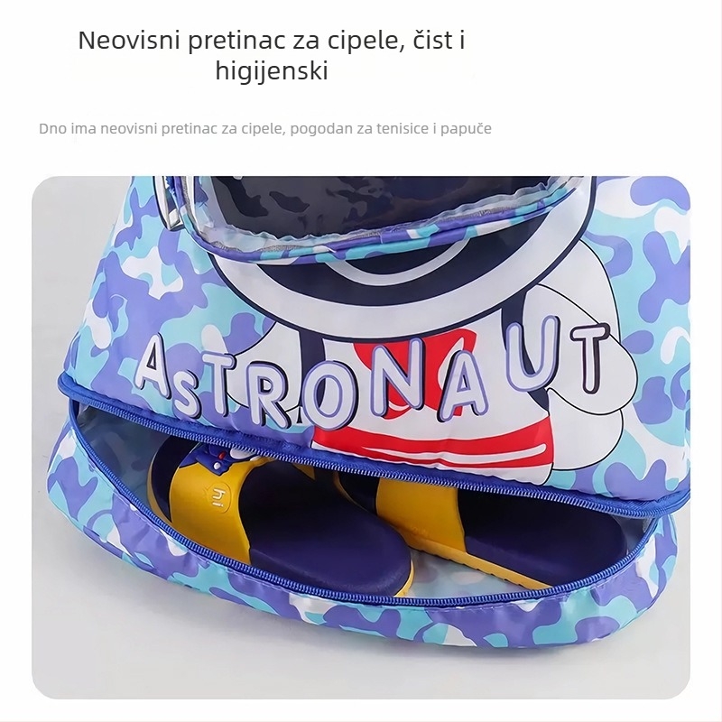 Dječja vodootporna torba za kupanje s odjelom za obuću i odjeljkom za suho i mokro, lagani ruksak za plažu