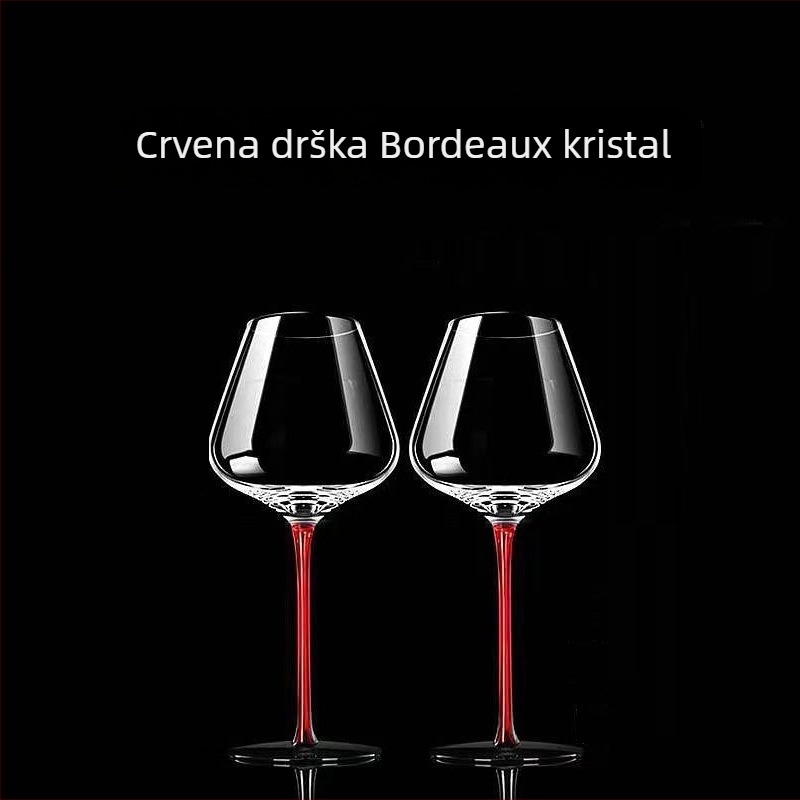 Set čaša za crveno vino za 2, 4 ili 6 osoba s dizajnom crvene kravate, burgundijske drške, bezolovno kristalno staklo za kućnu upotrebu