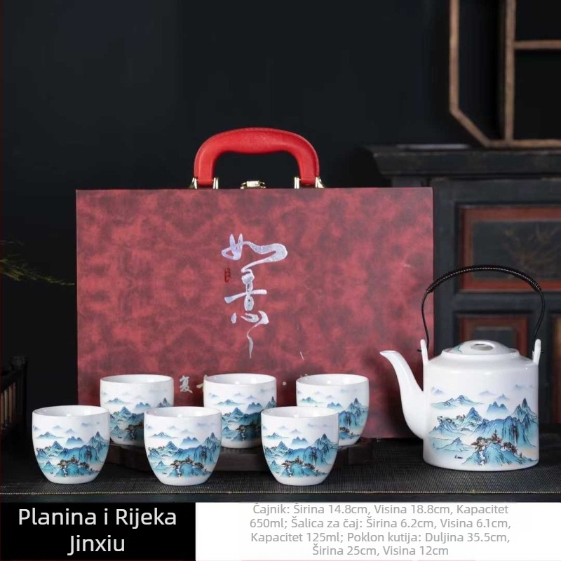 Keramički čajnik s podiznom ručkom, velik kapacitet, set za kućnu upotrebu, minimalistički vintage Gongfu čaj.