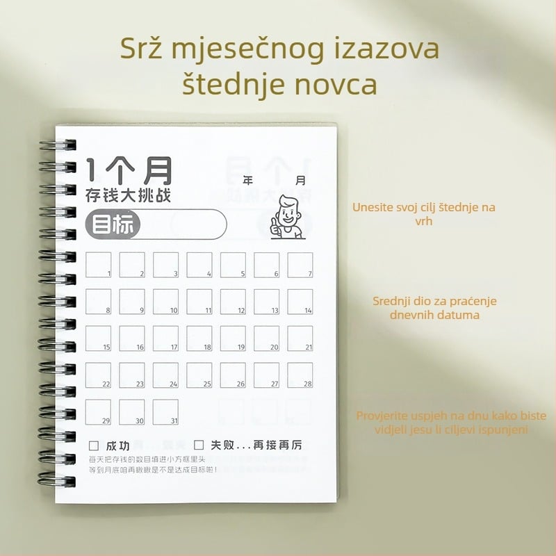 A6 džepni bilježnica: izazov štednje, plan štednje i dnevnik troškova za djecu