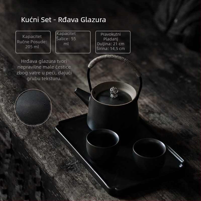 Shang Yan retro Kung Fu čajni set za dom – minimalistički keramički čajnik i dvije šalice