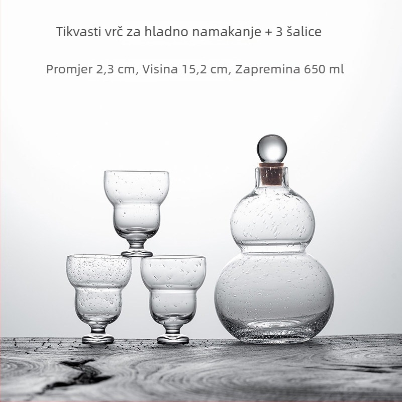 Staklena tikvasta čajnik, proziran za hladnu infuziju čaja, kineskim stilom čajna boca za hladnu ekstrakciju zelenog čaja, elegant kućni set za čaj