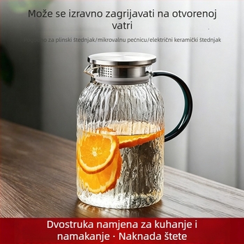 Čajnik od borosilikatnog stakla otporan na visoke temperature, za kućnu upotrebu, pogodan za otvoreni plamen, velik kapacitet za namakanje čaja i hladnu vodu